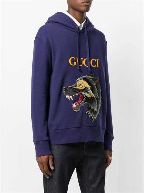 gucci blue wolf hoodie